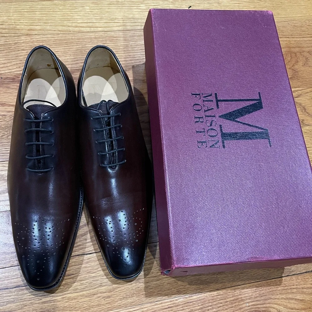 Brand New Maison Forte lace-up whole cut shoes Brown Sz 10 M - Picture 2 of 11